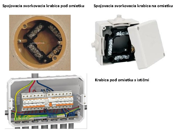 Spojovacia svorkovacia krabica pod omietku Spojovacia svorkovacia krabica na omietku Krabica pod omietku s