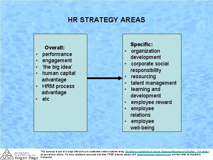 HR STRATEGY AREAS • • • Overall: performance engagement ‘the big idea’ human capital