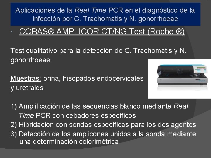 Aplicaciones de la Real Time PCR en el diagnóstico de la infección por C.
