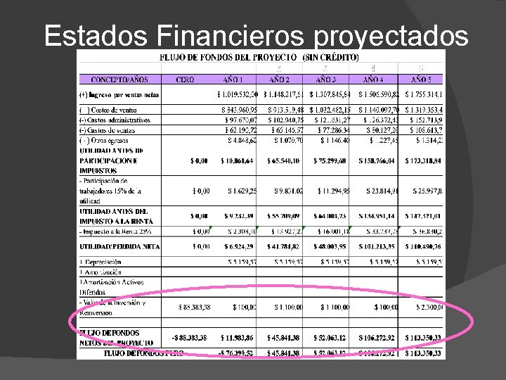 Estados Financieros proyectados 