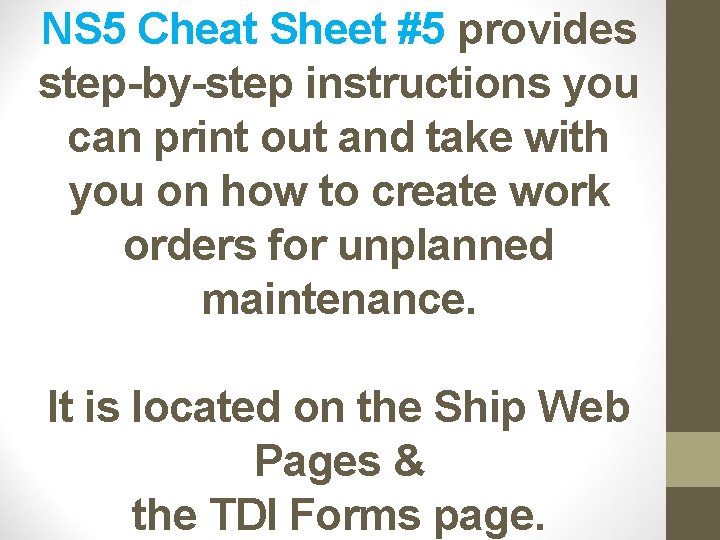 NS 5 Cheat Sheet #5 provides step-by-step instructions you can print out and take NS 5 Cheat Sheet #5 provides step-by-step instructions you can print out and take