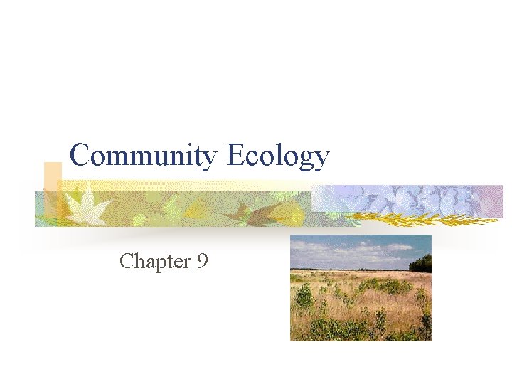 Community Ecology Chapter 9 