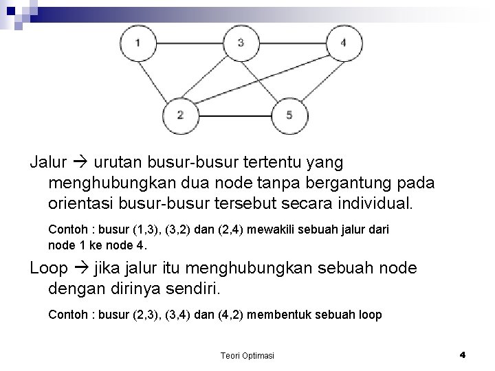Jalur urutan busur-busur tertentu yang menghubungkan dua node tanpa bergantung pada orientasi busur-busur tersebut