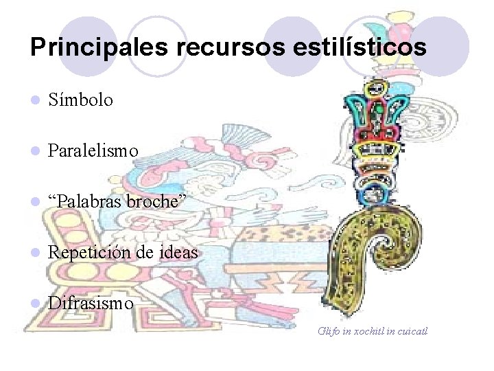 Principales recursos estilísticos l Símbolo l Paralelismo l “Palabras broche” l Repetición de ideas Principales recursos estilísticos l Símbolo l Paralelismo l “Palabras broche” l Repetición de ideas