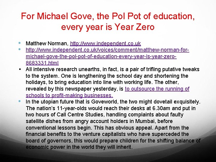 For Michael Gove, the Pol Pot of education, every year is Year Zero •