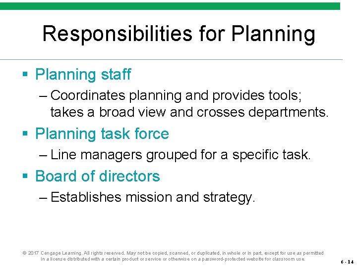 Responsibilities for Planning § Planning staff – Coordinates planning and provides tools; takes a Responsibilities for Planning § Planning staff – Coordinates planning and provides tools; takes a