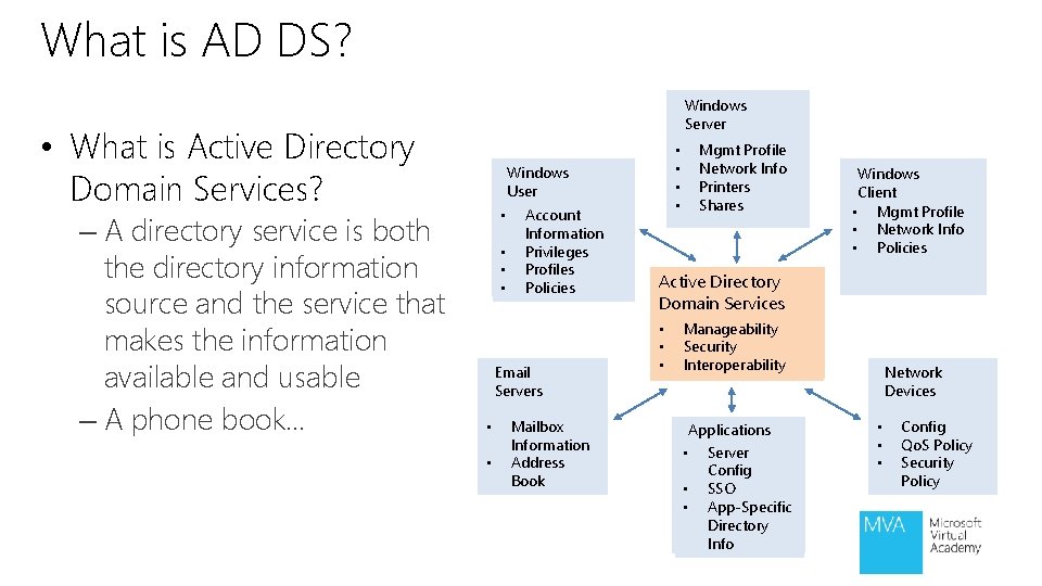 What is AD DS? Windows Server • What is Active Directory Domain Services? –