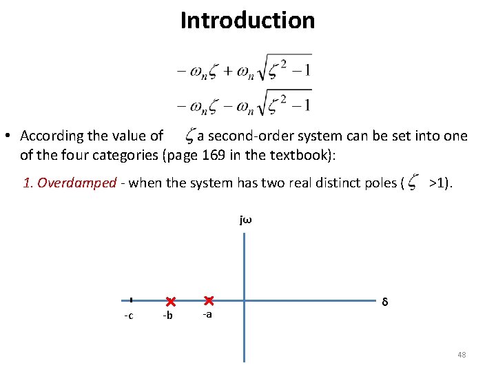 Introduction • According the value of , a second-order system can be set into