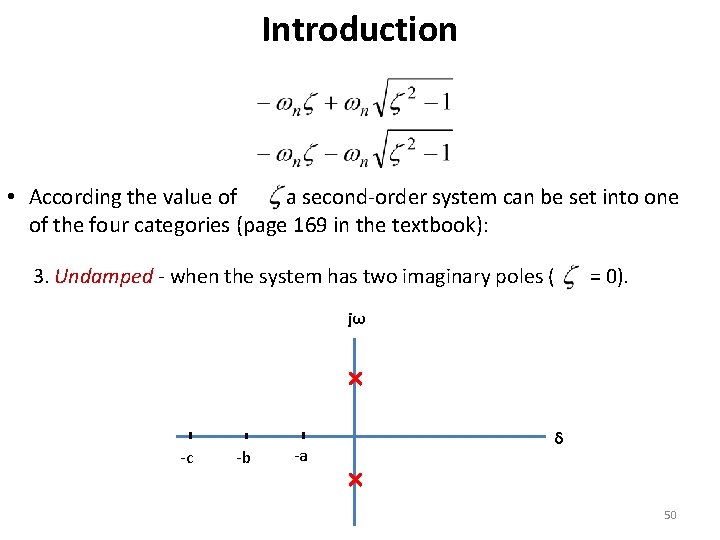 Introduction • According the value of , a second-order system can be set into