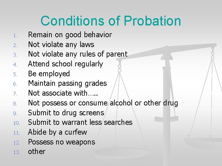 Conditions of Probation 1. 2. 3. 4. 5. 6. 7. 8. 9. 10. 11.