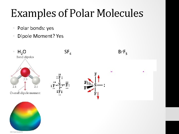 Examples of Polar Molecules • Polar bonds: yes • Dipole Moment? Yes • H