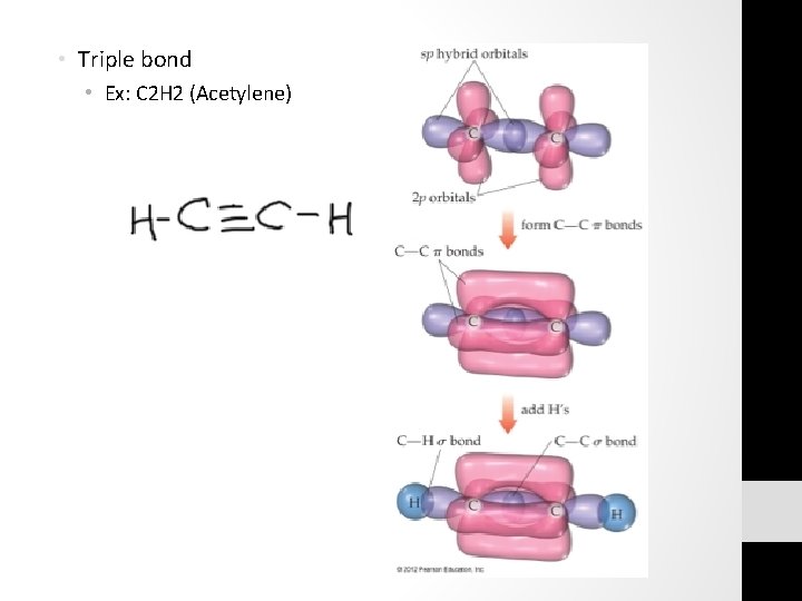  • Triple bond • Ex: C 2 H 2 (Acetylene) 