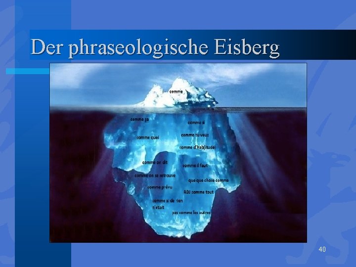 Der phraseologische Eisberg 40 