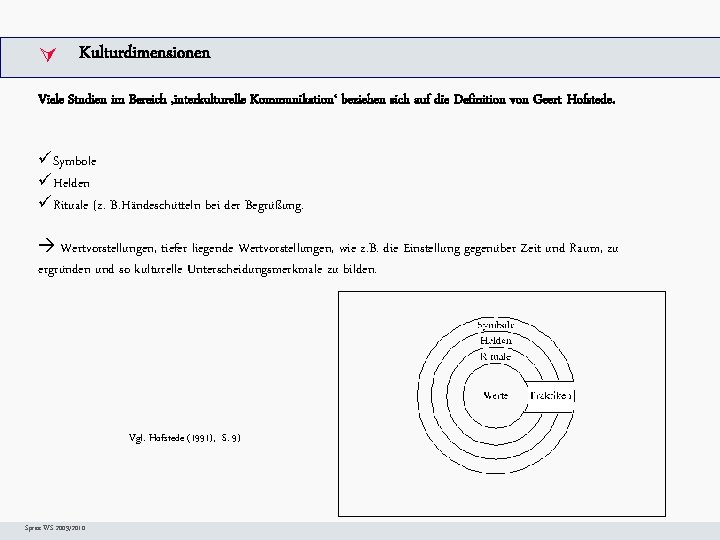  Kulturdimensionen Arbeitsschritte. W Viele Studien im Bereich ‚interkulturelle Kommunikation‘ beziehen sich auf die