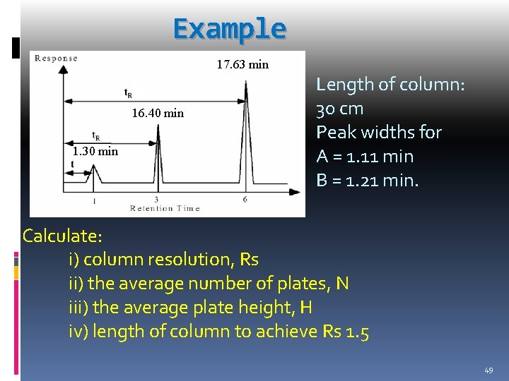 Example 17. 63 min 16. 40 min 1. 30 min Length of column: 30
