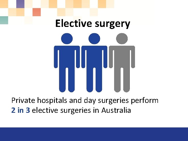 Elective surgery Private hospitals and day surgeries perform 2 in 3 elective surgeries in