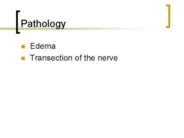 Pathology n n Edema Transection of the nerve 