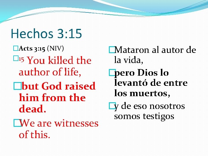 Hechos 3: 15 �Acts 3: 15 (NIV) � 15 You killed the author of