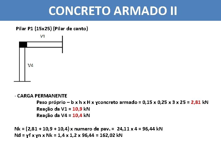 CONCRETO ARMADO II Pilar P 1 (15 x 25) (Pilar de canto) - CARGA