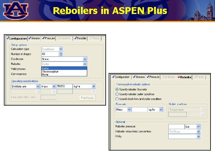Reboilers in ASPEN Plus 
