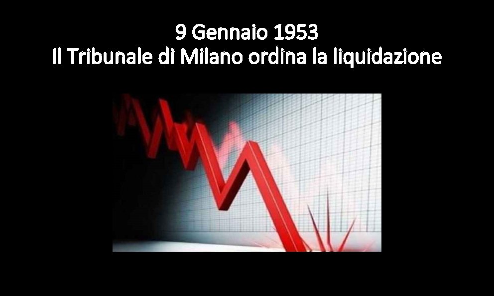 9 Gennaio 1953 Il Tribunale di Milano ordina la liquidazione 