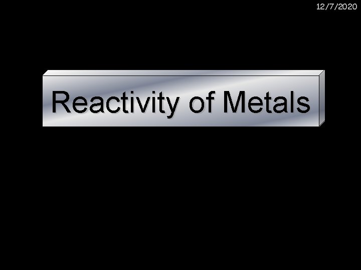 12/7/2020 Reactivity of Metals 