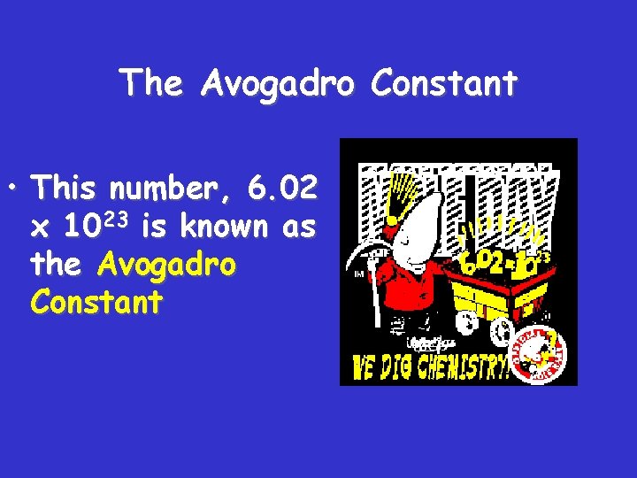 The Avogadro Constant • This number, 6. 02 x 1023 is known as the