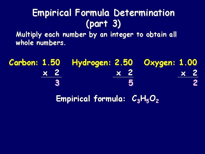 Empirical Formula Determination (part 3) Multiply each number by an integer to obtain all