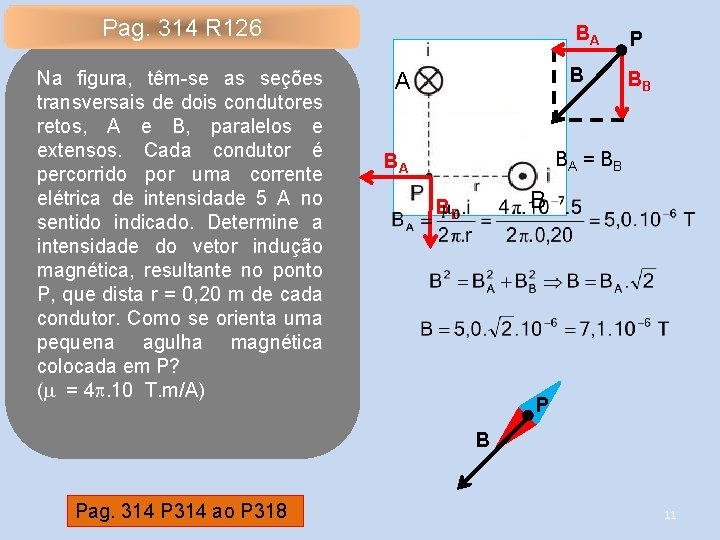 Pag. 314 R 126 Na figura, têm-se as seções transversais de dois condutores retos,