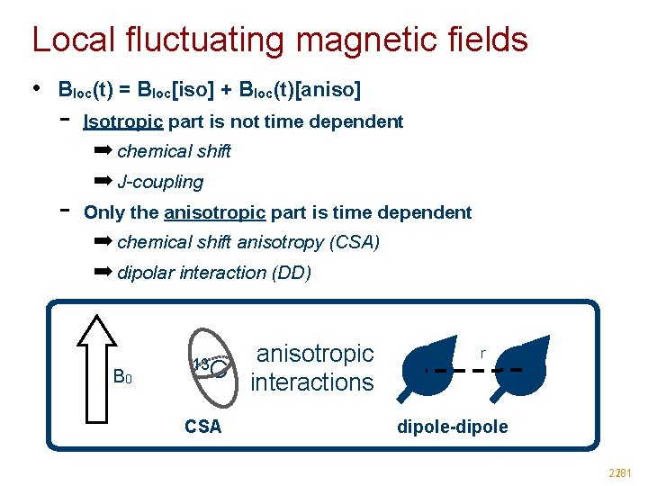 Local fluctuating magnetic fields • Bloc(t) = Bloc[iso] + Bloc(t)[aniso] - Isotropic part is