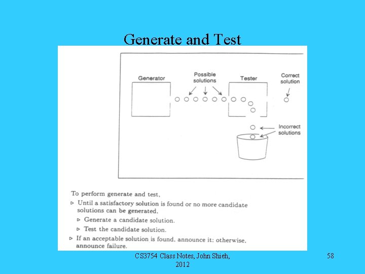 Generate and Test CS 3754 Class Notes, John Shieh, 2012 58 