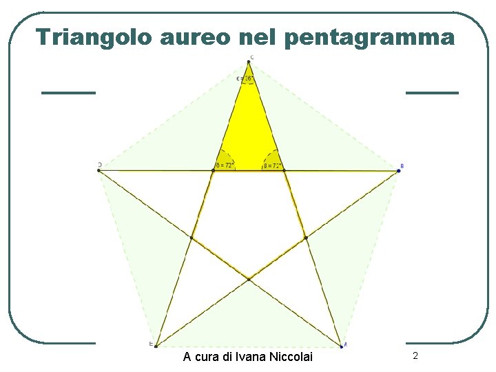 Triangolo aureo nel pentagramma A cura di Ivana Niccolai 2 