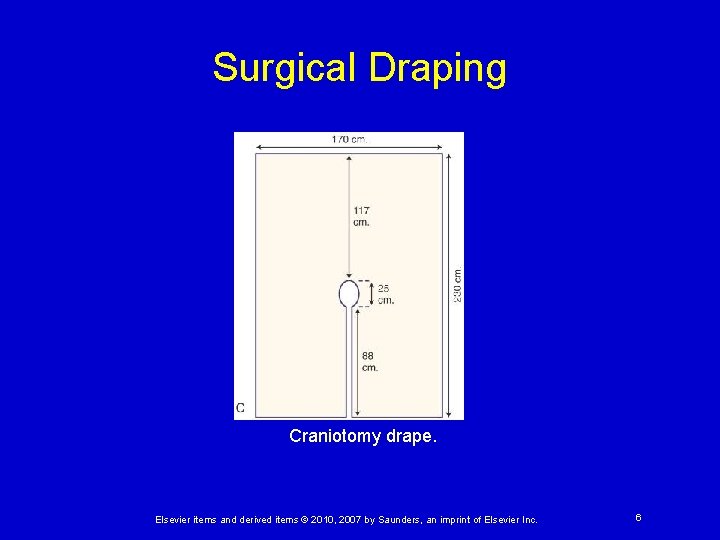 Surgical Draping Craniotomy drape. Elsevier items and derived items © 2010, 2007 by Saunders,