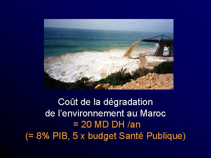 Coût de la dégradation de l’environnement au Maroc = 20 MD DH /an (=