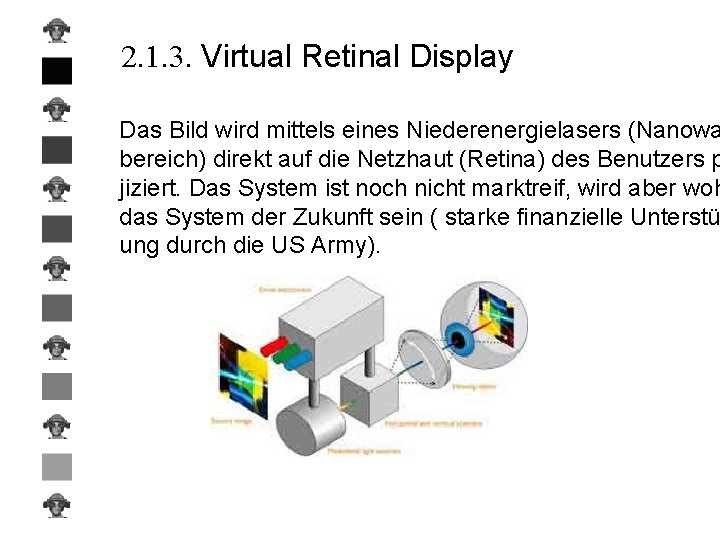 2. 1. 3. Virtual Retinal Display Das Bild wird mittels eines Niederenergielasers (Nanowa bereich)