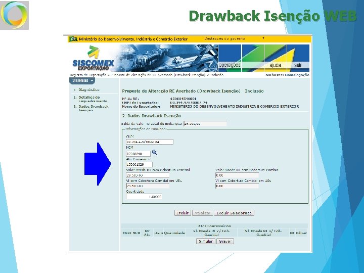 Drawback Isenção WEB 