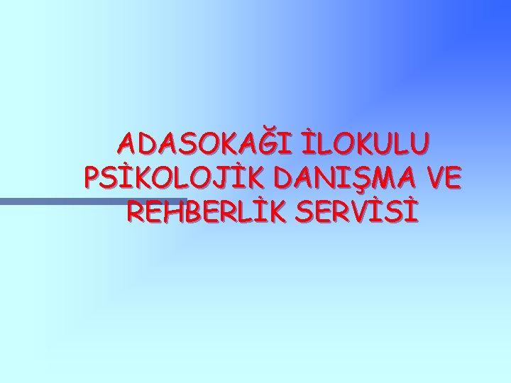 ADASOKAĞI İLOKULU PSİKOLOJİK DANIŞMA VE REHBERLİK SERVİSİ 