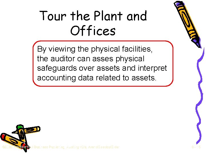 Tour the Plant and Offices By viewing the physical facilities, the auditor can asses
