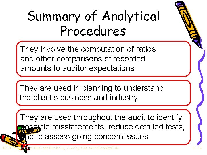 Summary of Analytical Procedures They involve the computation of ratios and other comparisons of