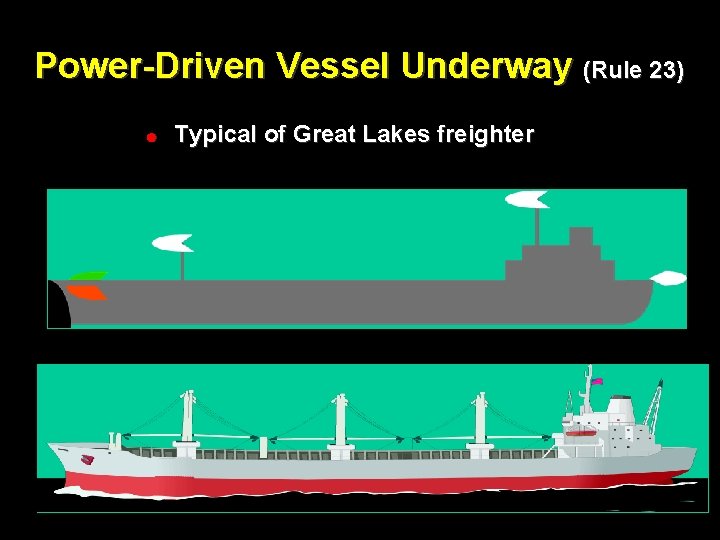 Power-Driven Vessel Underway (Rule 23) ! Typical of Great Lakes freighter 