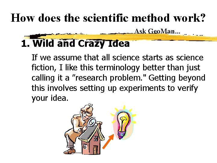 How does the scientific method work? Ask Geo. Man. . . 1. Wild and