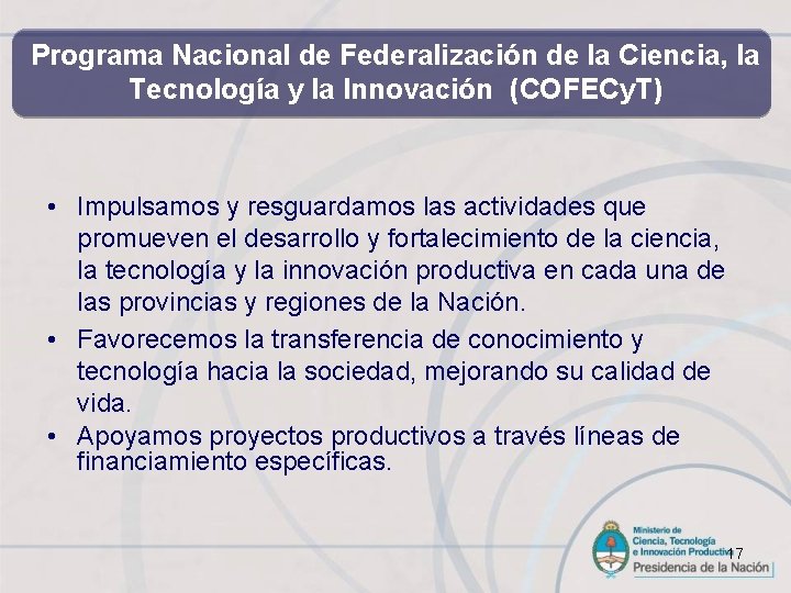 Programa Nacional de Federalización de la Ciencia, la Tecnología y la Innovación (COFECy. T)