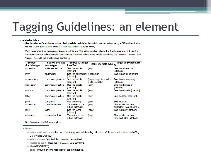 Tagging Guidelines: an element 