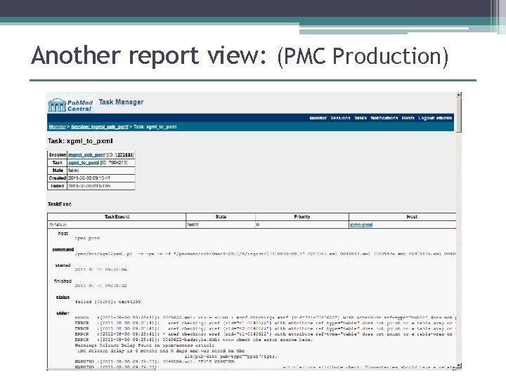 Another report view: (PMC Production) 