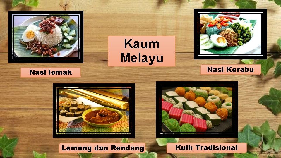 Kaum Melayu Nasi lemak Lemang dan Rendang Nasi Kerabu Kuih Tradisional 