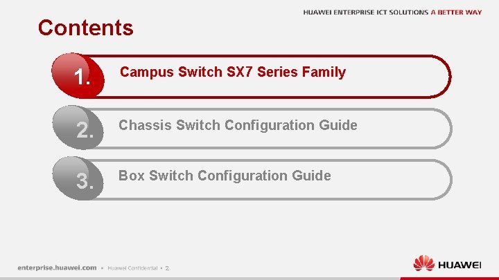 Contents 1. Campus Switch SX 7 Series Family 2. Chassis Switch Configuration Guide 3.