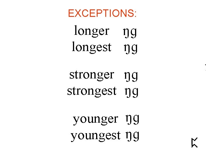 EXCEPTIONS: longer longest stronger strongest younger youngest 