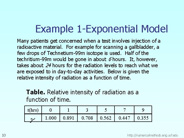 Example 1 -Exponential Model Many patients get concerned when a test involves injection of