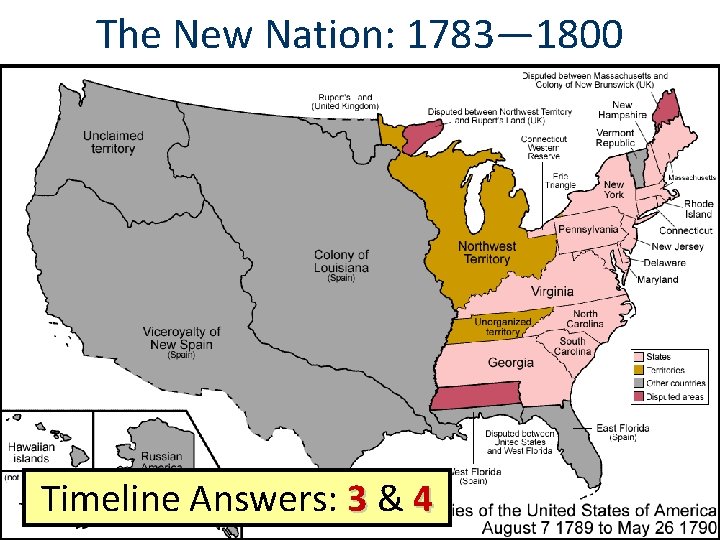 The New Nation: 1783— 1800 Timeline Answers: 3 & 4 