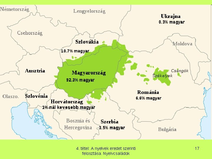 4. tétel: A nyelvek eredet szerinti felosztása. Nyelvcsaládok 17 